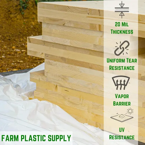 Miniatura 2 de Farm Plastic Supply - Rollo de polietileno reforzado con cuerda Dura Skrim - 20 mil - (12' x 15') - Extremadamente duradero, resistente a