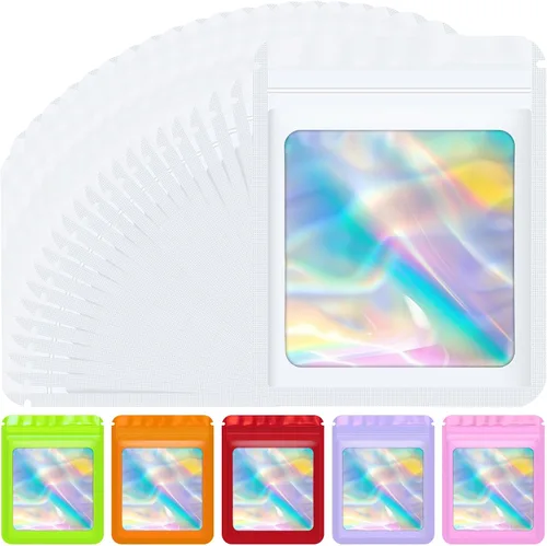 Miniatura 24 de Jetmore 100 piezas Bolsas Holográficas Mylar Resellables para Pequeñas Empresas Bolsa de Embalaje Sellable para Dulces Almacenamiento de Alimentos