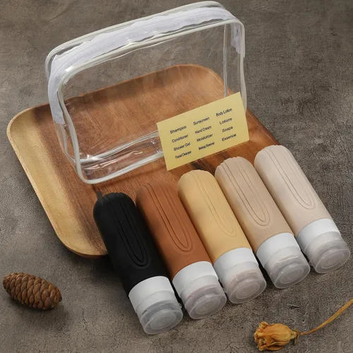 Miniatura 7 de Botellas de viaje para artículos de tocador, paquete de 5 contenedores de tamaño de viaje aprobados por la TSA, Albaricoque
