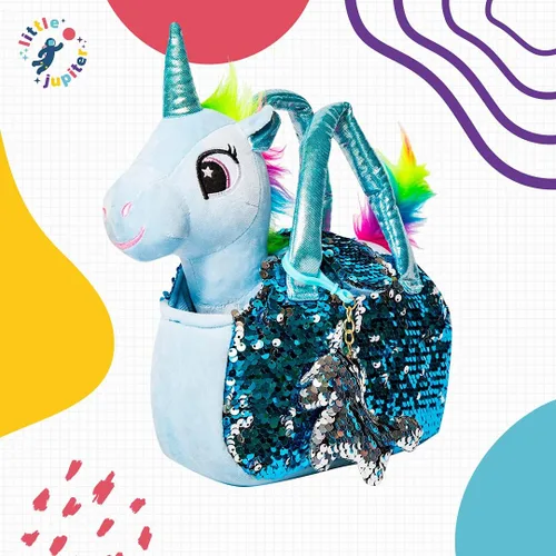 Miniatura 6 de Set de Mascotas de Peluche de Little Jupiter con Bolso - Animales de Peluche de Unicornio - Animales de Peluche para Niñas - Juguete de Peluche