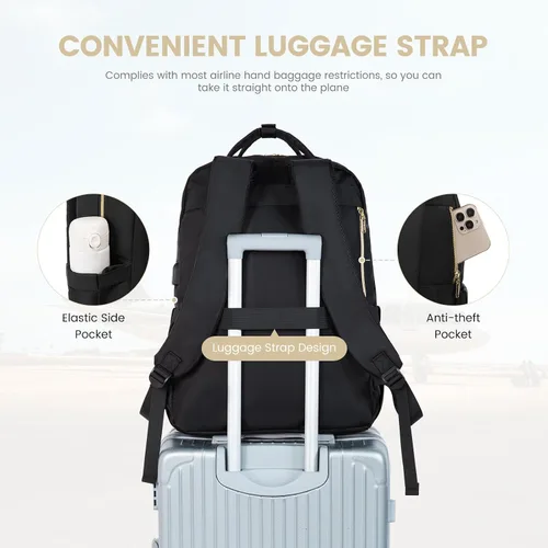 Miniatura 4 de LOVEVOOK - Mochila para laptop para mujer, mochila de trabajo, escuela, bolsa para profesores y enfermeras, elegante bolsa para libros con puerto