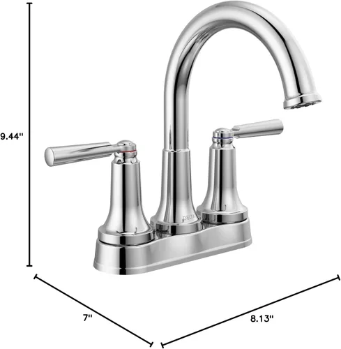 Miniatura 6 de Grifo de Baño Delta Faucet Saylor Centerset Cromado, Grifo de Baño Cromado para Lavabo de Baño, Grifo de Lavabo de Baño, Tecnología Diamond Seal