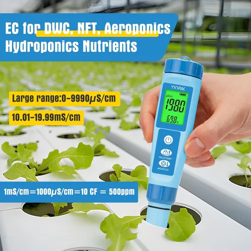 Miniatura 4 de Yinmik Medidor de pH de Agua, Medidor Digital 4 en 1 de pH, Temp, EC, TDS para Hidroponía, Probador de Conductividad PH PPM con Líquido de Probador
