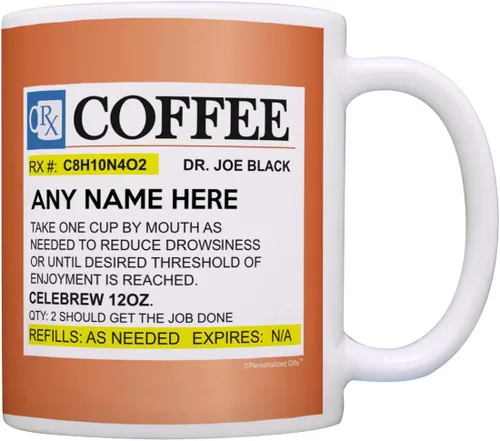 Miniatura 11 de Personalized Gifts Taza de café con receta con tu texto, taza con nombre personalizado, regalos para médicos, enfermeras, taza de café de cerámica