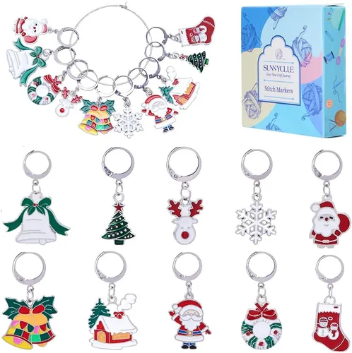 Miniatura 19 de SUNNYCLUE 1 Caja 30Pcs Marcadores de Puntada para Tejer y Ganchillo, Adornos de Flor de Margarita, Perlas de Perla, Tirador de Cremallera, Clip 30