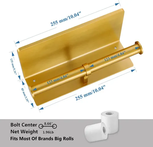Miniatura 4 de Soporte Doble para Papel Higiénico con Estante, Dispensador de Rollo de Papel Higiénico Comercial de Montaje en Pared con Estante para Celular