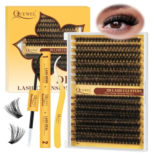 Miniatura 19 de QUEWEL 580 racimos de pestañas 30D+40D+50D+60D+80D+100D racimos de pestañas wispy de 10-18mm, pestañas individuales en racimo reutilizables