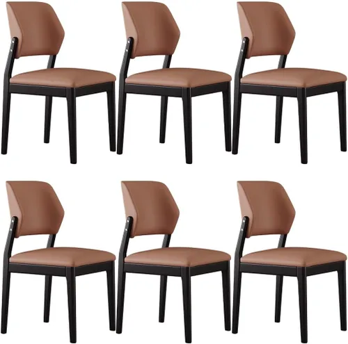 Miniatura 33 de YVYKFZD Wooden Dining Chairs Set, Leather Dining Room Chair, Upholstered Kitchen Chairs with Curved Backrest, Armless Living Room Chair, for Bedroom