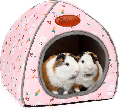 Miniatura 9 de BWOGUE Casa Cama para Conejillo de Indias Acogedora Cueva de Hámster Escondite Grande para Conejos Enanos Erizo Dragón Barbudo Nido de Invierno rojo