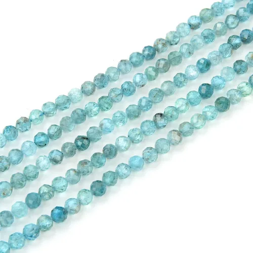 Miniatura 34 de Adabele Cuentas redondas facetadas pequeñas de 0.118 in con piedras preciosas de amazonita azul natural de 15 pulgadas