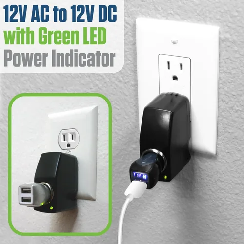 Miniatura 3 de Cellet Adaptador de CA a CC, convertidor de corriente de 120 V/110 V a 12 V CA/CC, enchufe para encendedor de cigarrillos de automóvil