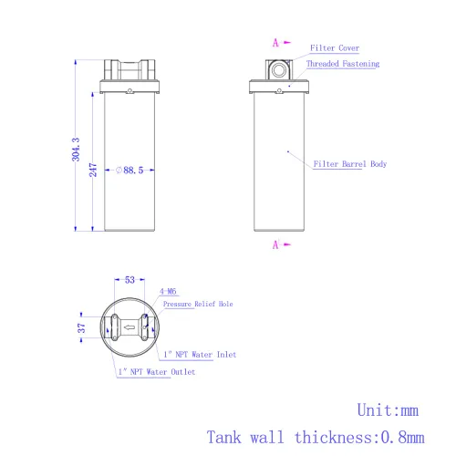 Miniatura 6 de INTBUYING Carcasa de filtro de agua resistente para toda la casa, purificación de agua de acero inoxidable 304, filtro de 10 pulgadas, entrada