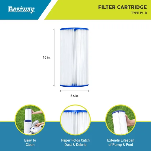 Miniatura 4 de Bestway 58095E - Cartucho de repuesto para bomba de filtro de piscina tipo IV o tipo B para bombas de filtro de 2,100 a 2,500 GPH, paquete de 4