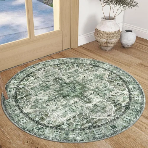 Miniatura 13 de SIILOOM Alfombra lavable de 2 x 3 pies, alfombra suave color taupe ceniza para entrada, tapete antideslizante para puerta de interior, tapete
