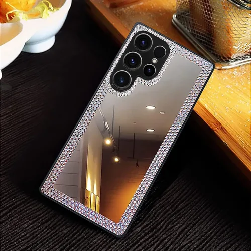 Miniatura 5 de Funda compatible con Samsung Galaxy S22 Ultra Mirror con diamante, funda de teléfono de acrílico brillante que se puede utilizar para maquillaje al
