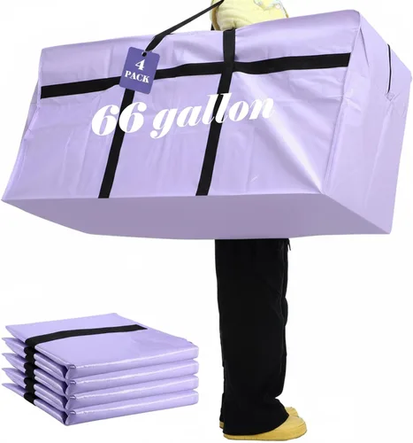 Miniatura 11 de 4 Piezas Bolsas de Mudanza Grandes con Cremallera y Asas Bolsas de Lona Tipo Duffle Plegables de Almacenamiento Extra Resistentes Extra Grandes