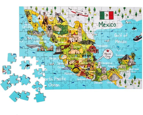 Miniatura 5 de Rompecabezas de madera con mapa de México, 152 piezas, 15 x 10 pulgadas