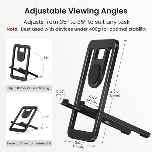 Miniatura 2 de Itramax Soporte de teléfono para escritorio, soporte plegable de escritorio para teléfono, soporte de grabación portátil ajustable para iPhone 17