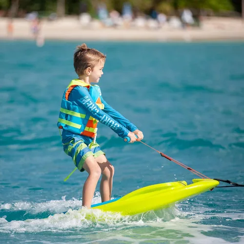 Miniatura 6 de ZUP Coast Board - Wakeboard todo en uno para niños con mango de cuerda, tabla de entrenamiento, rodillera y esquís acuáticos para deportes