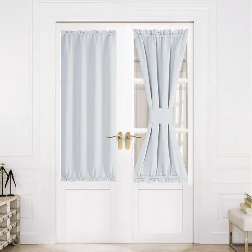 Miniatura 331 de NICETOWN Cortinas opacas unicolor con aislamiento térmico para puerta francesa, granja, oscurecimiento de habitación, puertas y ventanas de Marrón