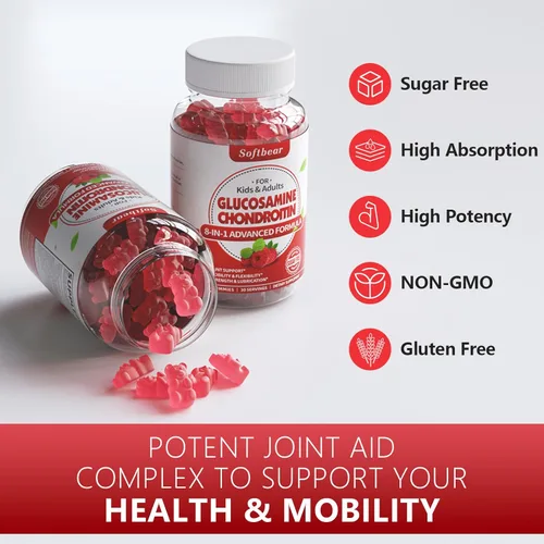 Miniatura 7 de softbear Gomitas de condroitina de glucosamina, sin azúcar, glucosamina condroitina, MSM, suplemento con cúrcuma de saúco que apoya la salud