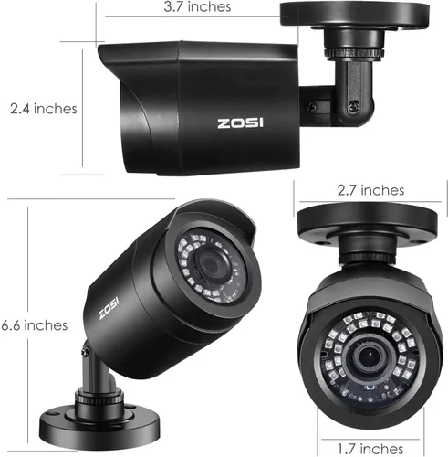 Miniatura 3 de ZOSI Paquete de 4 1080P 2.0MP para interiores y exteriores de 0.142 in, 24 unidades, lente infrarroja infrarroja, CCTV, cámara de seguridad de corte
