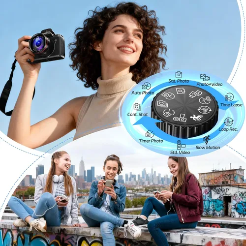 Miniatura 7 de Dsoon Cámara digital, cámaras 4K de 64MP para fotografía con pantalla táctil de 4 pulgadas, zoom digital 18X, enfoque automático de fotografía