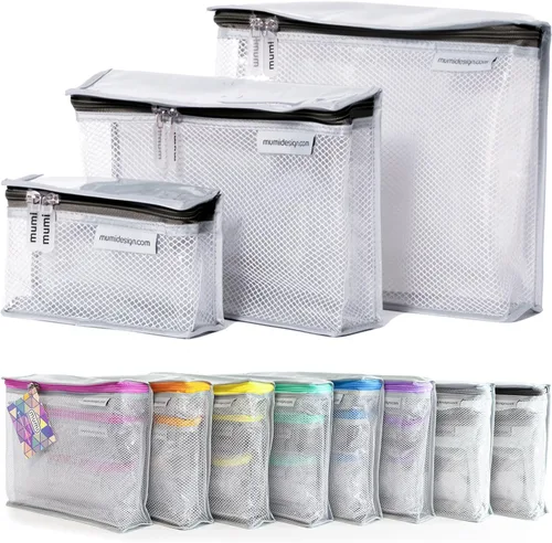 Miniatura 14 de MUMI Juego de 3 neceseres de viaje – Bolsas de aseo resistentes al agua para mujeres y hombres – Bolsas transparentes para artículos de tocador