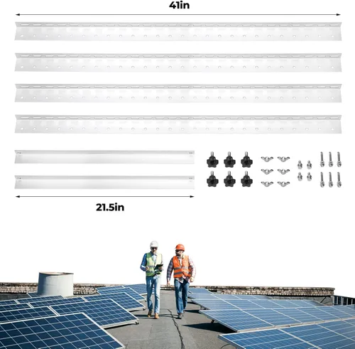 Miniatura 7 de BougeRV Soportes de montaje de panel solar ajustable de 41 pulgadas con patas de inclinación plegables, soporte de montaje en panel solar de hasta