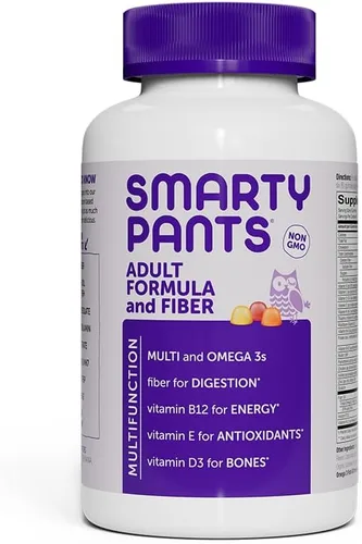 SmartyPants Suplemento de fibra y multivitamínico para hombres y mujeres: gomitas de fibra multivitamínica con vitamina D3, C, vitamina B12, B6,