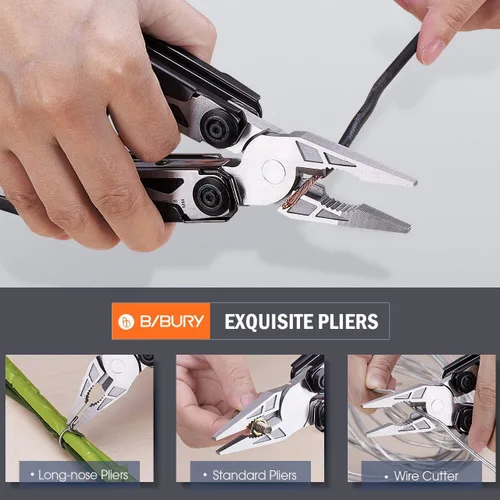 Miniatura 2 de Pinzas multiherramienta 18 en 1, multiusos, cuchillo de bolsillo, de acero inoxidable duradero, multiherramienta para supervivencia, camping, caza