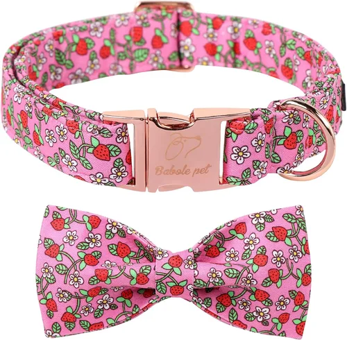 Miniatura 24 de Collares verdes para perros grandes, bonito collar de pana con corbatín y hebilla de metal de seguridad ajustable para perros pequeños, medianos
