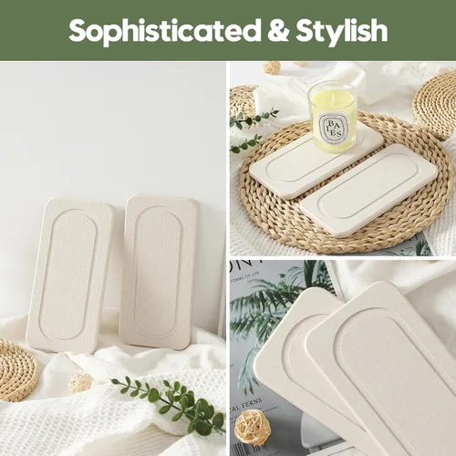 Miniatura 3 de Paquete de 2 bandejas de fregadero de piedra de diatomita, tapete de grifo absorbente de agua para encimera de cocina y baño, jabonera decorativa