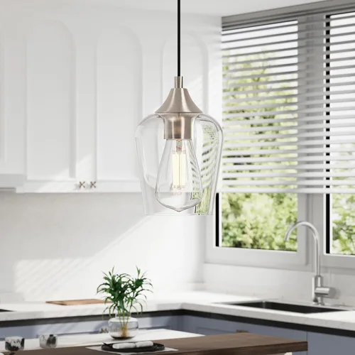 Miniatura 4 de VONLUCE Luces colgantes para isla de cocina, iluminación colgante de níquel cepillado para isla de cocina con cable colgante para dormitorio