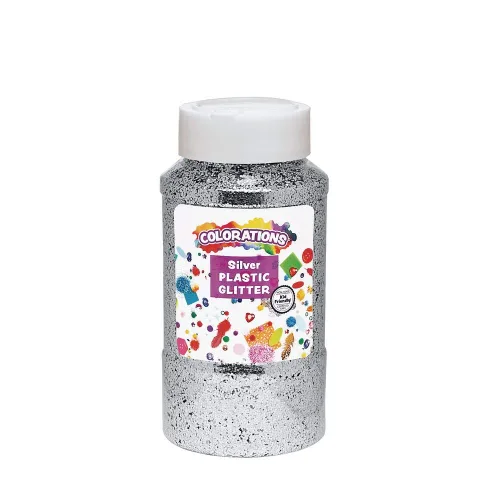 Colorations Purpurina de plástico extra segura plateada de 1 libra para artes y manualidades plateado