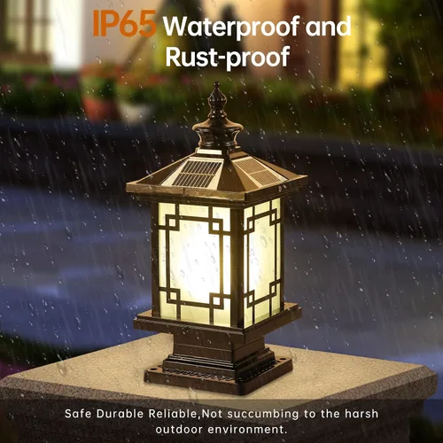 Miniatura 4 de Luz LED Solar para Poste Exterior, Lámpara de Tapa de Poste de Cerca de Aluminio con Control Remoto Regulable, Luces de Pilar Solar IP65 Negro