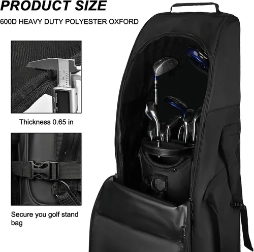 Miniatura 6 de Goloni Bolsa de viaje de golf con ruedas para aerolíneas, funda de viaje resistente al agua para viajes aéreos, equipaje de golf plegable portátil