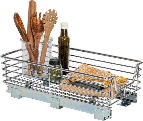 Miniatura 13 de Household Essentials Glidez Organizador de almacenamiento multiusos de acero cromado extraíble/deslizante para uso debajo del gabinete - Diseño de 2