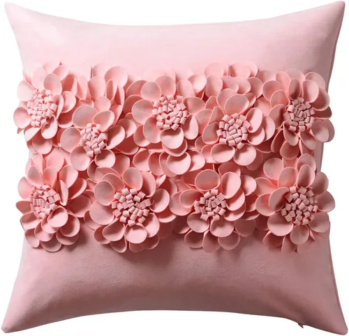 JWH Fundas de almohada hechas a mano con flores en 3D, fundas de cojín decorativas de terciopelo estéreo, para decoración de automóvil, cama, sofá,