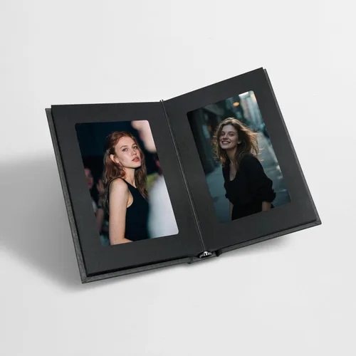 Álbum de fotos pequeño de 4 x 6 pulgadas con capacidad para 24, ideal para álbumes de fotos o fotos temáticas (negro/blanco interior)