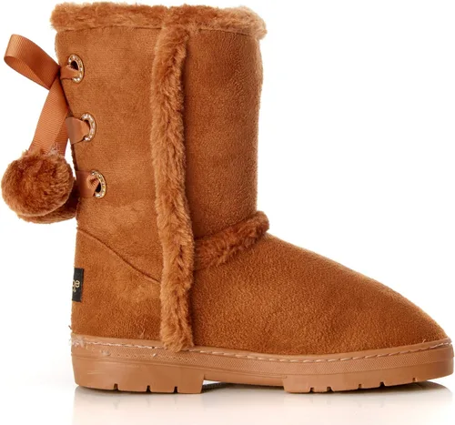 Miniatura 5 de bebe Girls Fur Trim Winter Boots with Back Lace Pom-Poms (ToddlerLittle GirlBig Girl)
