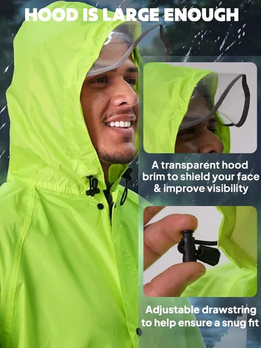 Miniatura 26 de Anyoo Poncho de lluvia con capucha, impermeable, ligero, para hombres, mujeres y adultos, con bolsillo para senderismo, camping, actividades al aire