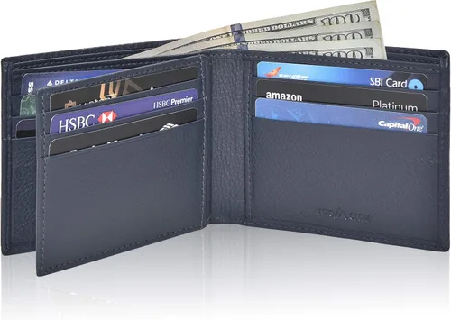 Miniatura 42 de Carteras plegables de cuero RFID hechas a mano para hombres en varios colores que ofrecen 9 tarjetas y 1 ranuras para identificación