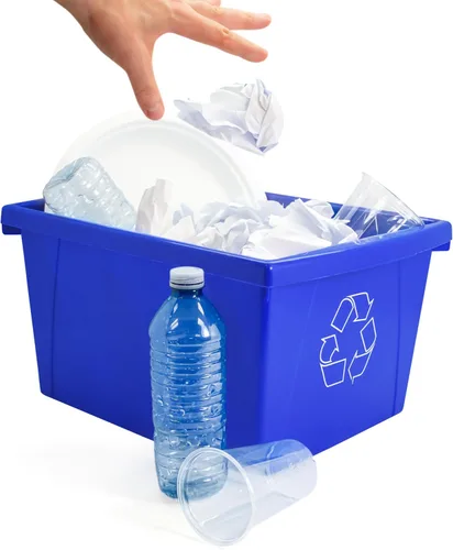 Miniatura 5 de Storex Papelera de reciclaje de 4 galones (15 litros), 13.63 x 7.87 x 11.25 pulgadas, azul (61505F06C)