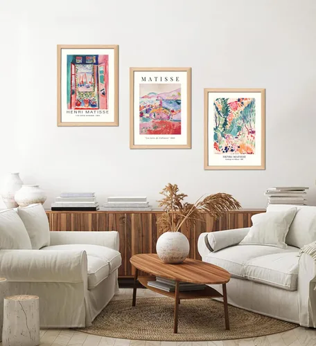 Miniatura 7 de Juego de Arte de Pared con Marco de Madera de Matisse de 3 Pósteres Abstractos de Henri Matisse Mercado de Flores Vintage Impresiones en Lienzo
