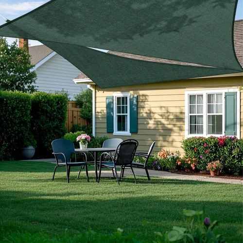 Miniatura 7 de Toldo triangular derecho, color verde, 2 x 2 x 3 pies, tela permeable al aire, toldo resistente para patio, jardín, al aire libre