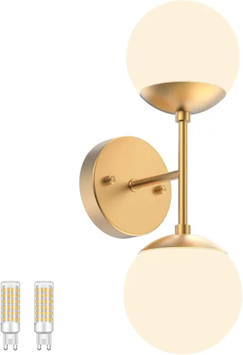 Miniatura 8 de Tipace Aplique de pared dorado 1 luz, aplique de pared globo moderno de mediados de siglo, lámpara de pared dorada para restaurante, sala de estar