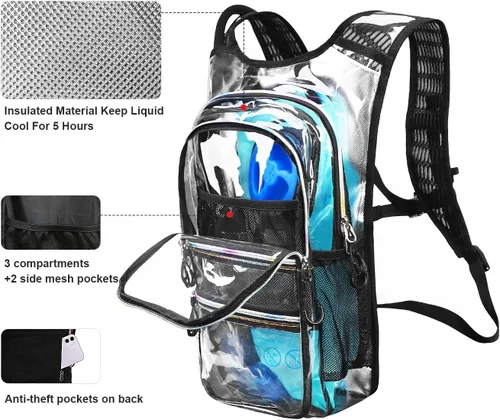 Miniatura 3 de Mothybot Paquete de mochila de hidratación, mochila de agua de 20 litros incluida, bolsa de hidratación de 2 litros, esencial para festivales