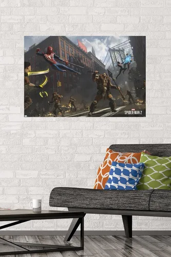 Miniatura 2 de Trends International Marvel's Spider-Man 2 - Póster de pared de lucha callejera con Kraven, 34 pulgadas de largo x 22.4 pulgadas de ancho, paquete