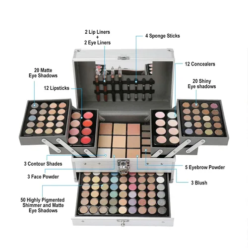 Miniatura 4 de Pure Vie - 132 colores todo en uno - Set de regalo de maquillaje que incluye una paleta de 94 sombras de ojos altamente pigmentadas brillantes